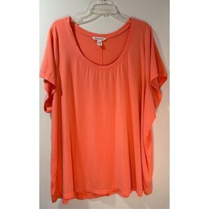 Athleta women’s peach short sleeve open neckline top size 3X.   #40-1021